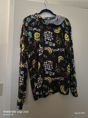 Joe Boxer Black Hoodie with Yellow, Pink, Blue and Green Graphics
